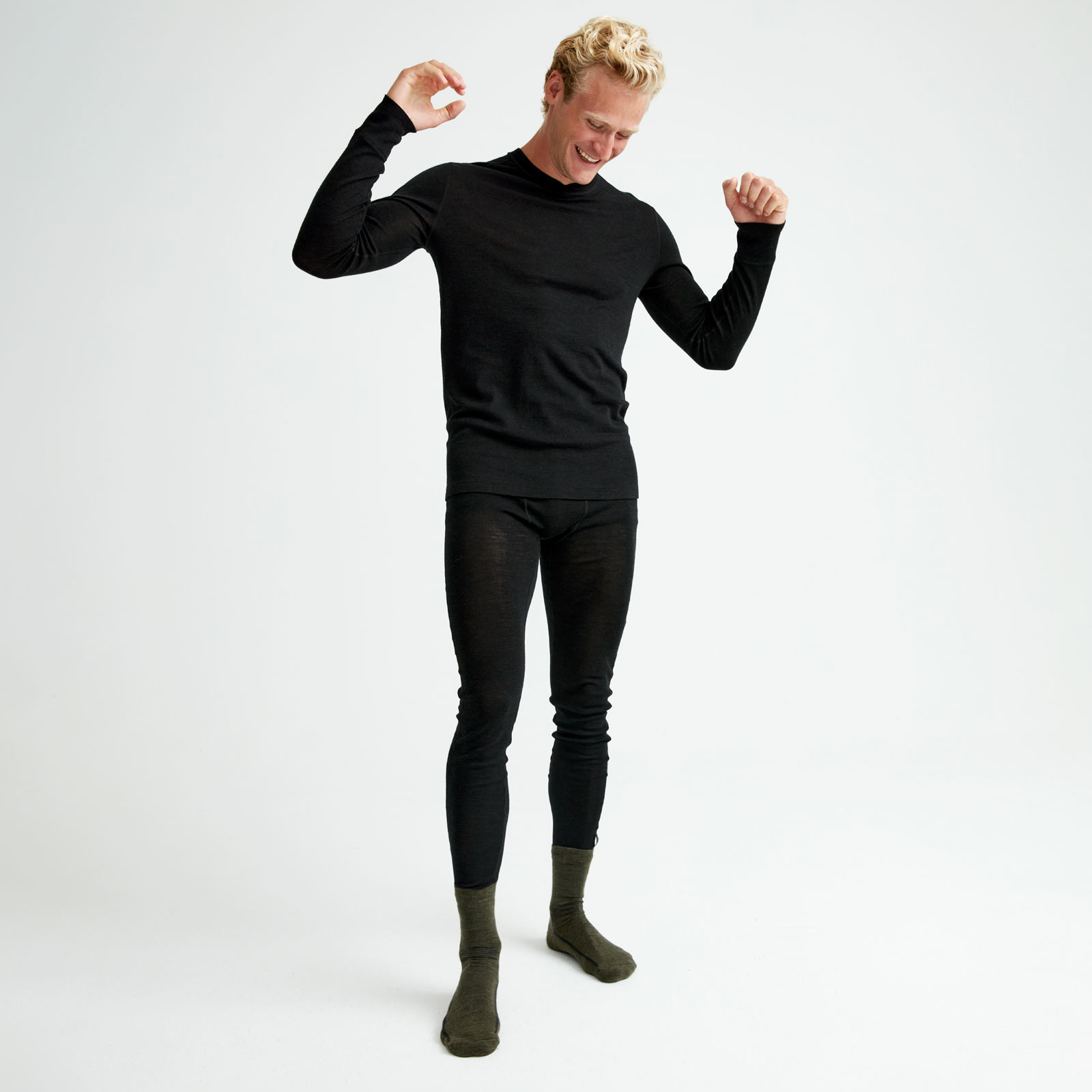 Sport wool longs men, Black Mel, hi-res